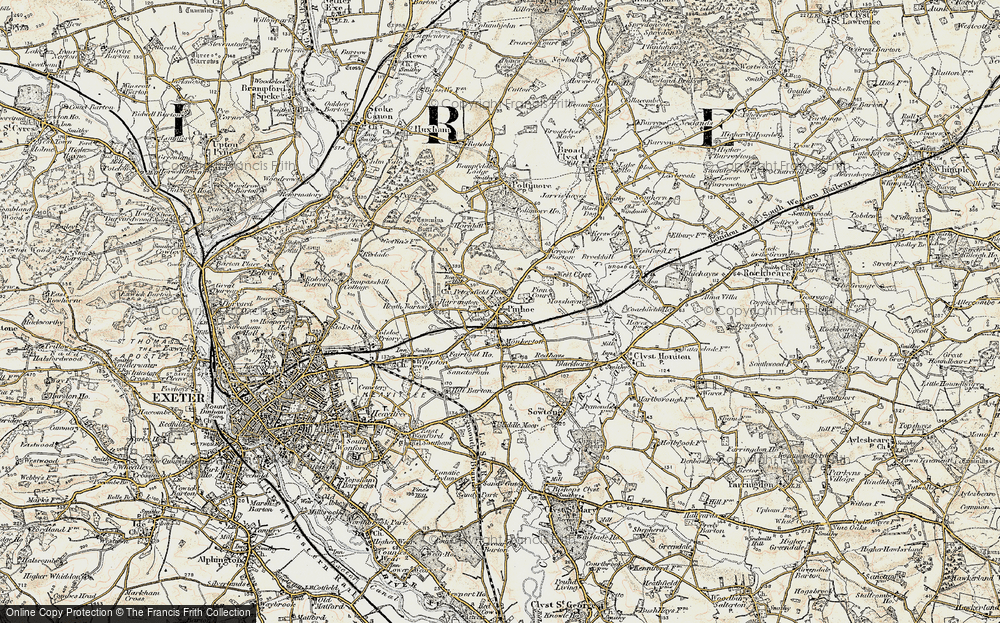 Old Map of Pinhoe, 1898-1900 in 1898-1900