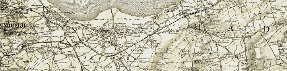 Old map of Pinkie Braes in 1903-1904