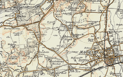 Old map of Pinkneys Green in 1897-1909