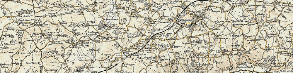 Old map of Pinksmoor in 1898-1900