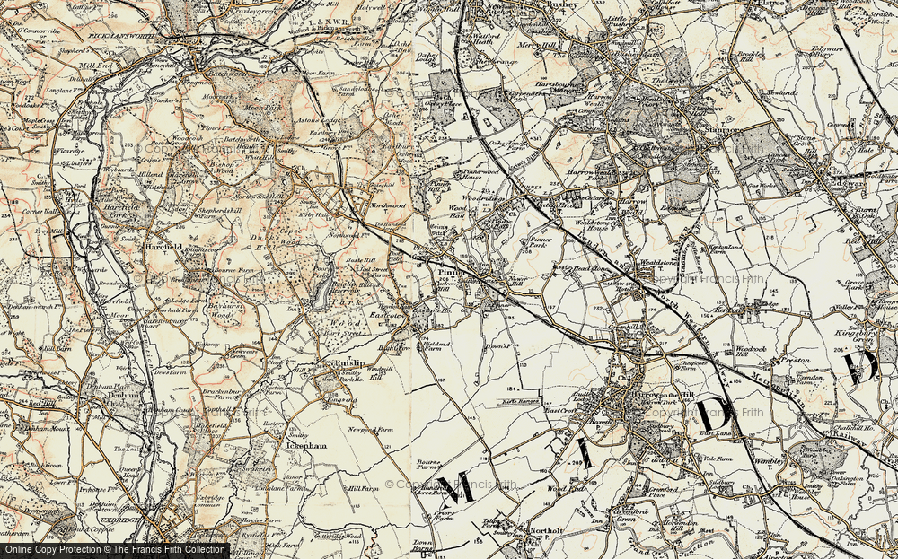 Old Map of Pinner, 1897-1898 in 1897-1898