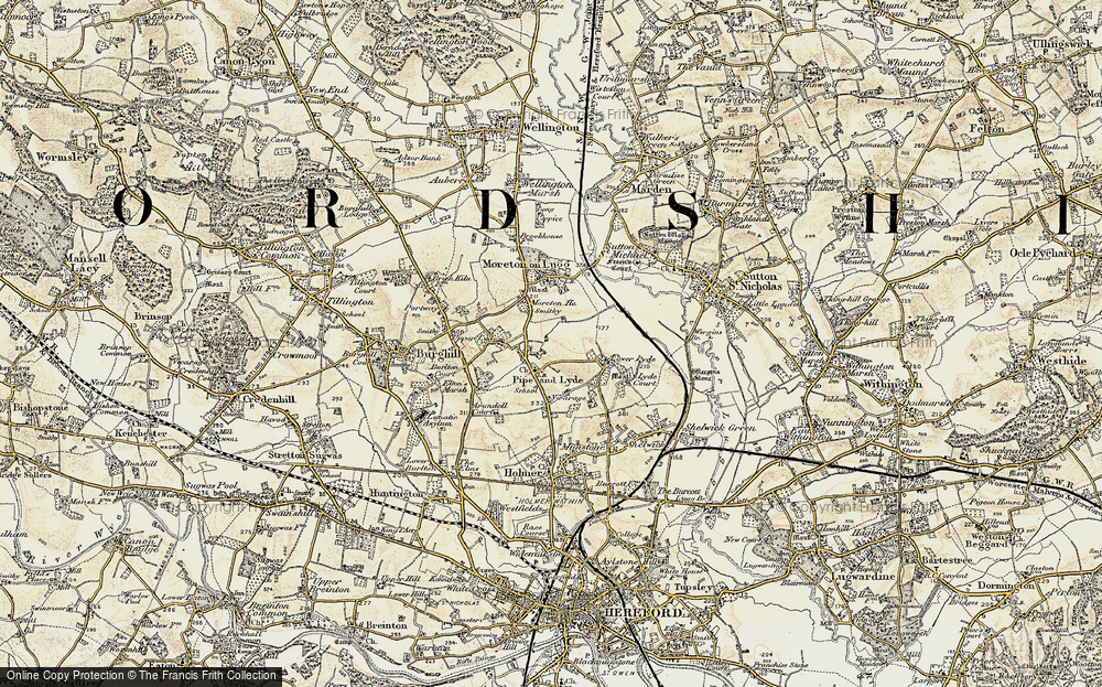Old Map of Pipe and Lyde, 1900-1901 in 1900-1901