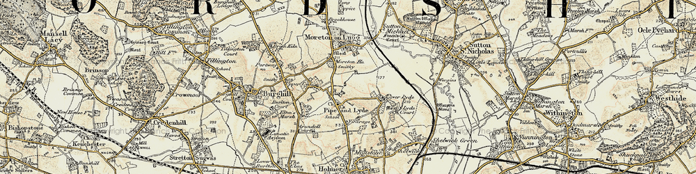 Old map of Pipe and Lyde in 1900-1901