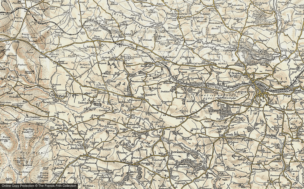 Old Map of Historic Map covering Westdownend in 1900