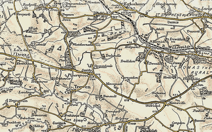 Old map of Pipers Pool in 1900