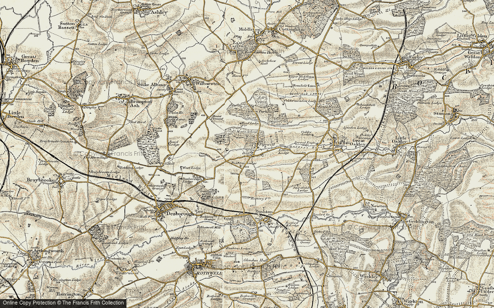 Old Map of Pipewell, 1901-1902 in 1901-1902