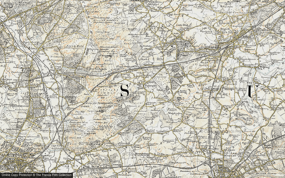 Old Map of Pirbright, 1897-1909 in 1897-1909
