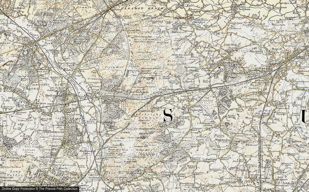 Old Map of Pirbright Camp, 1897-1909 in 1897-1909