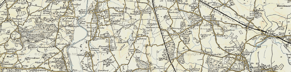 Old map of Pirton in 1899-1901