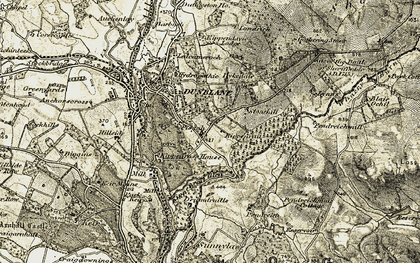 Old map of Wharry Burn in 1904-1907