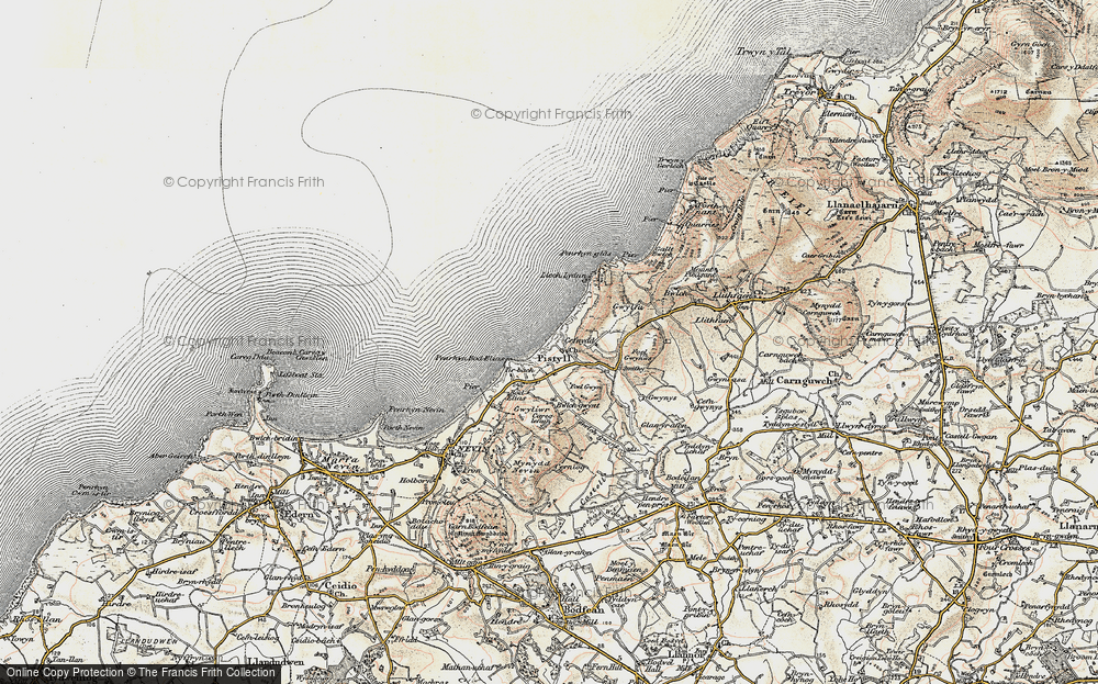 Old Map of Pistyll, 1903 in 1903