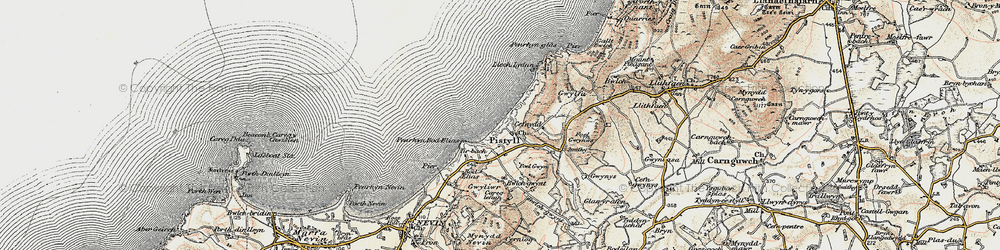 Old map of Pistyll in 1903