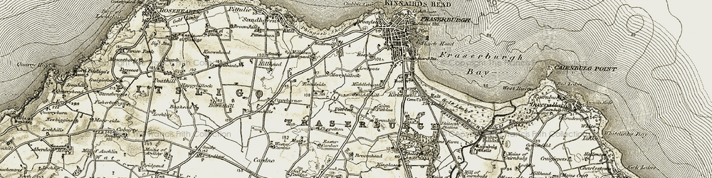 Old map of Pitblae in 1909-1910