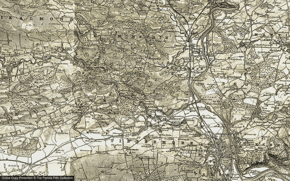 Old Map of Pitcairngreen, 1907-1908 in 1907-1908
