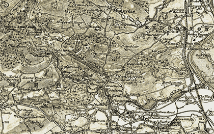 Old map of Pitcairngreen in 1907-1908