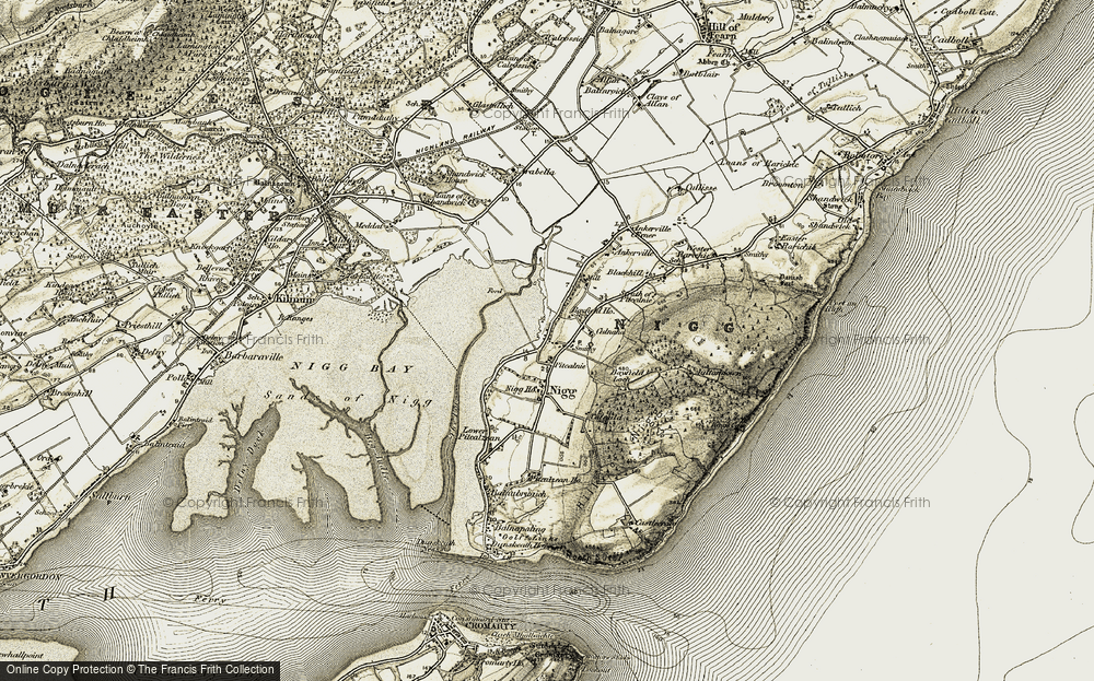 Old Map of Historic Map covering Bayfield Ho in 1911-1912
