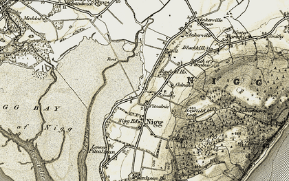 Old map of Pitcalnie in 1911-1912