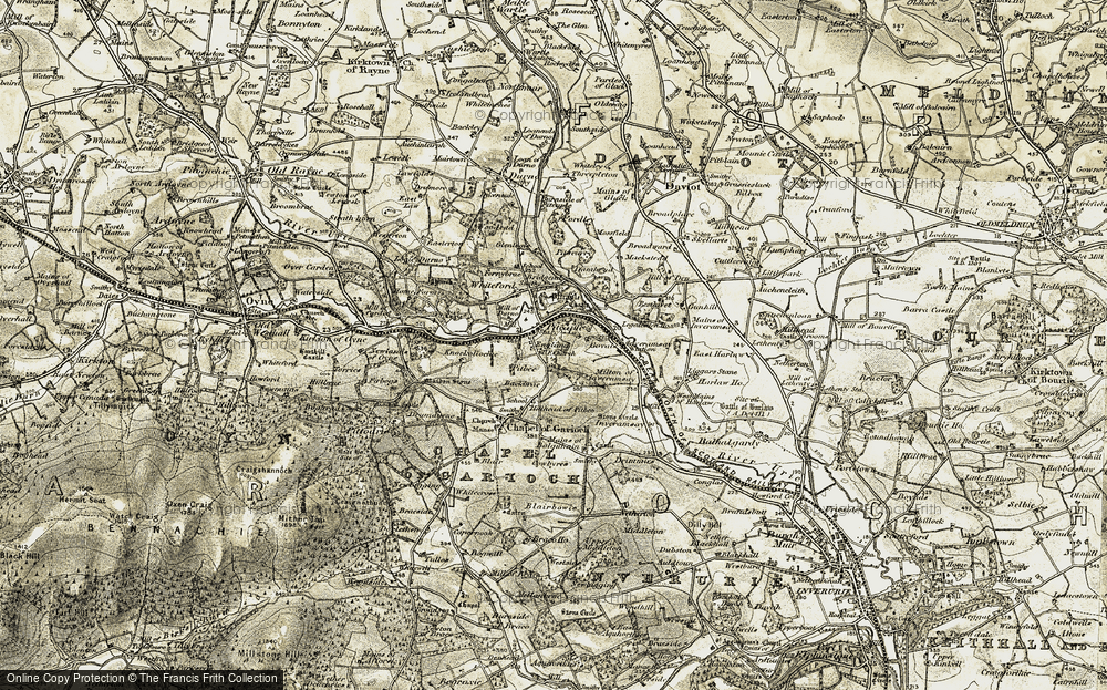 Old Map of Pitcaple, 1909-1910 in 1909-1910