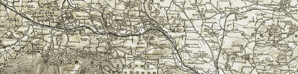Old map of Pitcaple in 1909-1910
