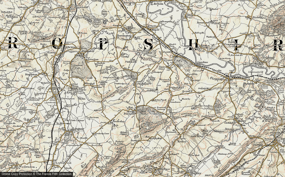 Old Map of Pitchford, 1902 in 1902
