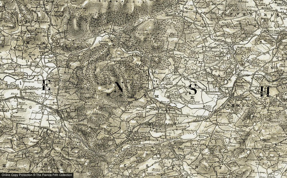Old Map of Historic Map covering Ardneidly in 1908-1910