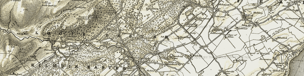 Old map of Pitmaduthy in 1911-1912