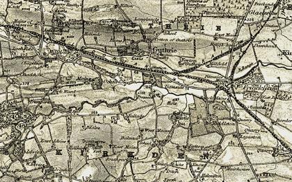 Old map of Balmadies House in 1907-1908