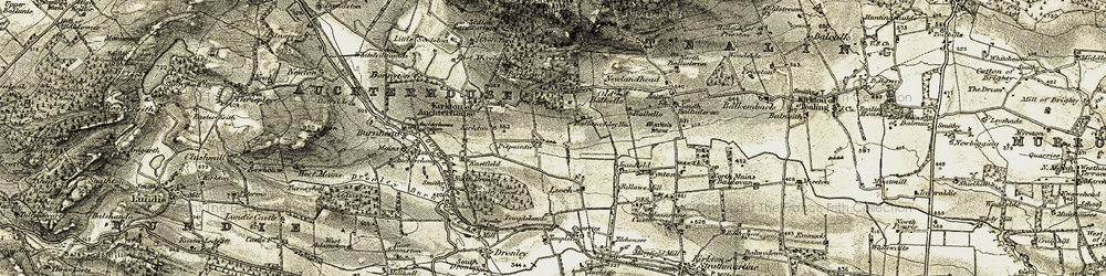 Old map of Pitpointie in 1907-1908