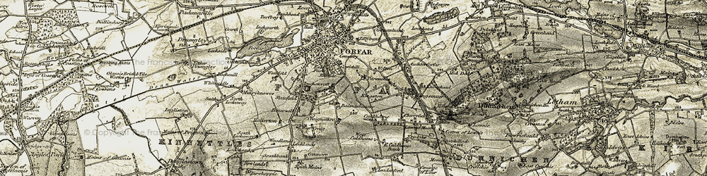 Old map of Pitreuchie in 1907-1908