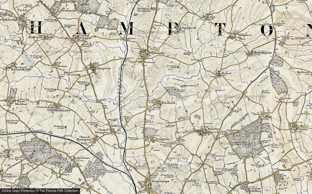 Old Map of Pitsford, 1901 in 1901