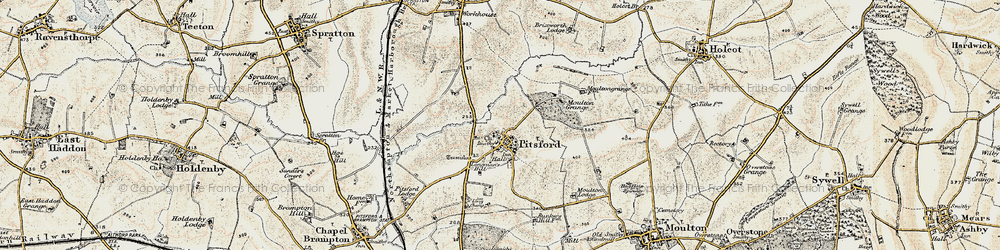 Old map of Pitsford in 1901