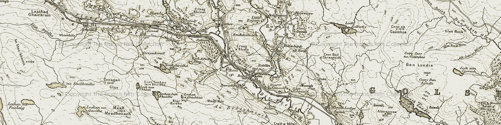 Old map of Pittentrail in 1910-1912