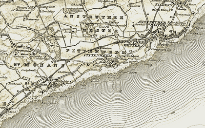 Old map of Pittenweem in 1903-1908