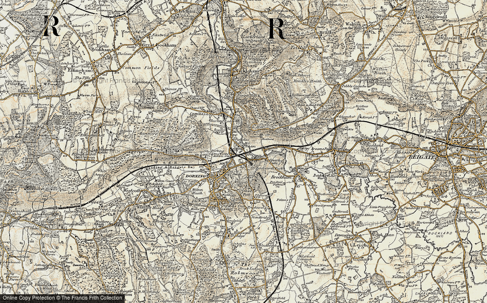 Old Map of Historic Map covering Boxhurst in 1898-1909