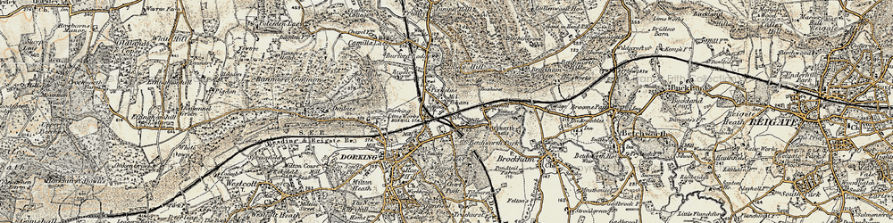 Old map of Pixham in 1898-1909