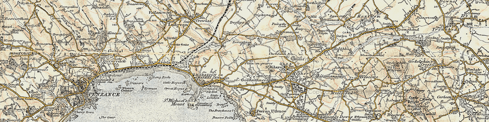 Old map of Plain-an-Gwarry in 1900