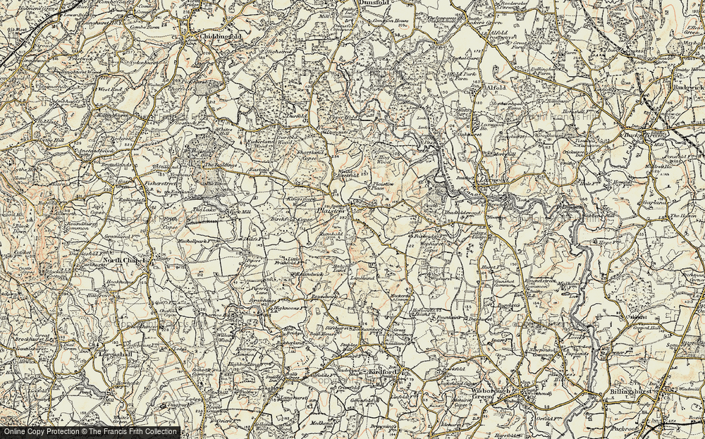 Old Map of Historic Map covering Birchfold Copse in 1897-1900