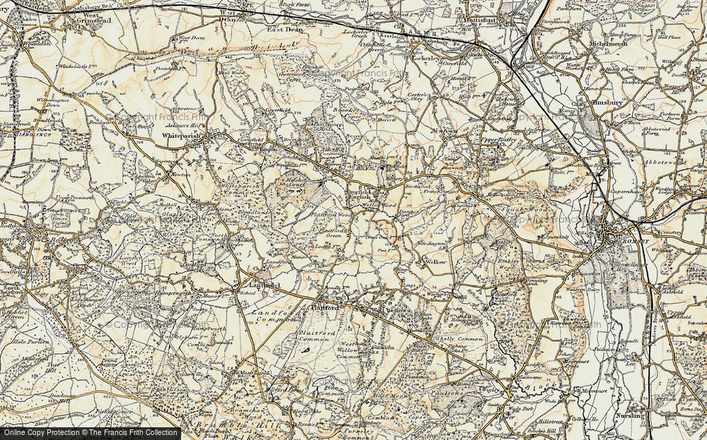 Old Map of Historic Map covering Melchet Court (Sch) in 1897-1909