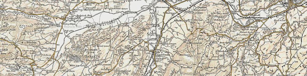 Old map of Plas Dinam in 1902-1903
