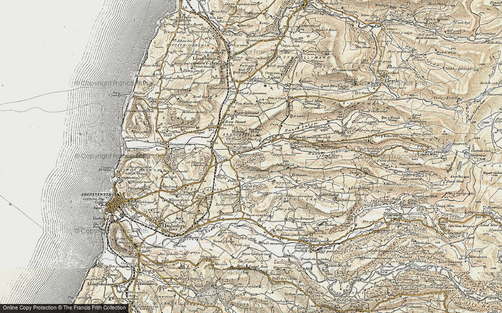 Old Map of Historic Map covering Allt Dderw in 1901-1903