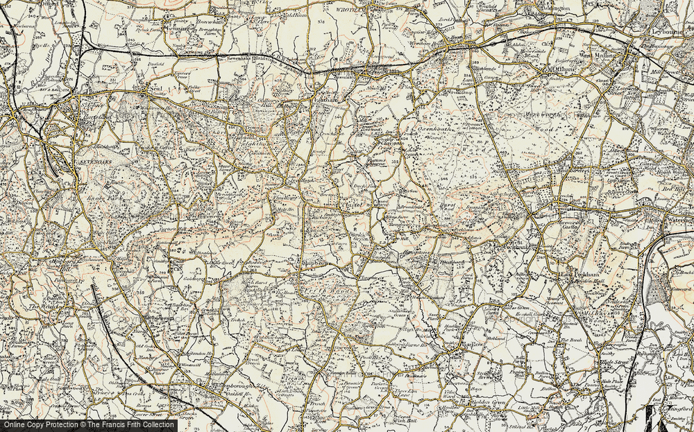 Old Map of Plaxtol, 1897-1898 in 1897-1898