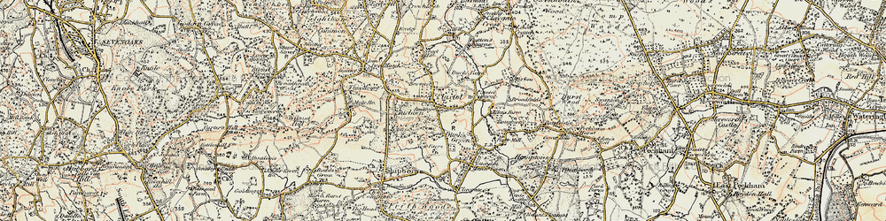 Old map of Plaxtol in 1897-1898