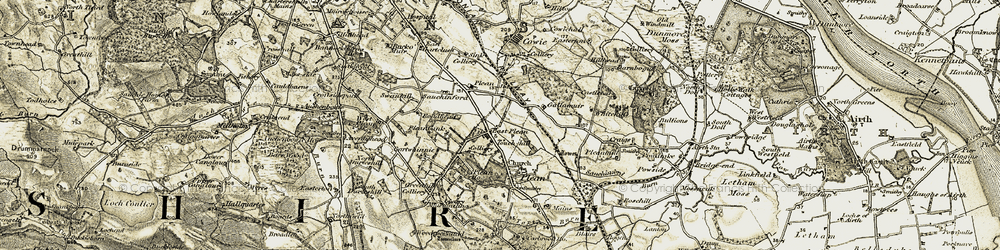Old map of Plean in 1904-1907
