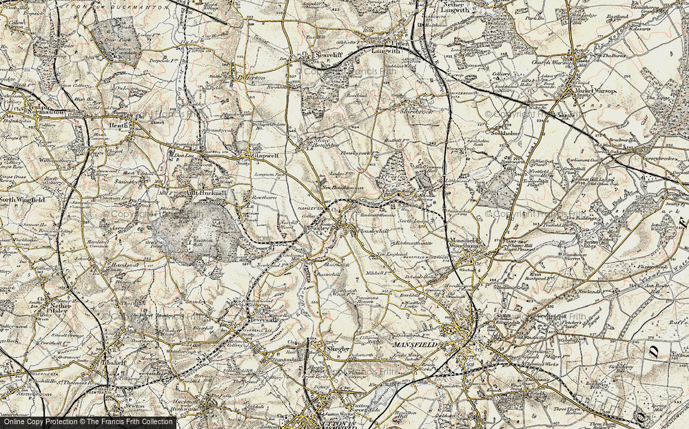 Old Map of Historic Map covering Pleasley Vale in 1902-1903