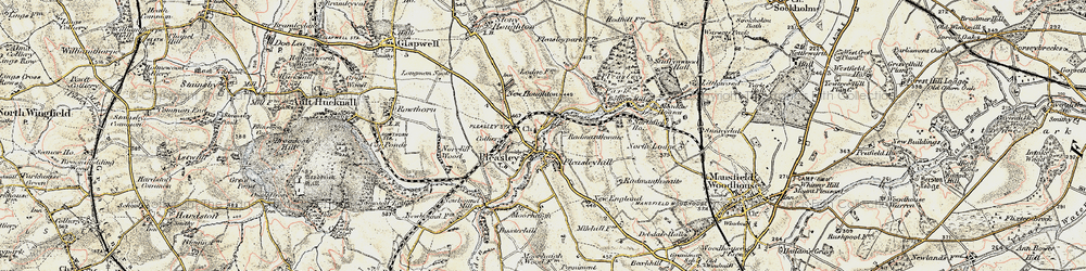 Old map of Pleasley Vale in 1902-1903