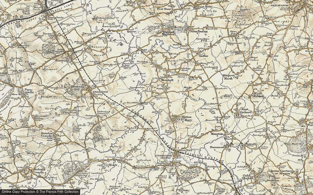 Old Map of Historic Map covering Bagber Br in 1897-1909