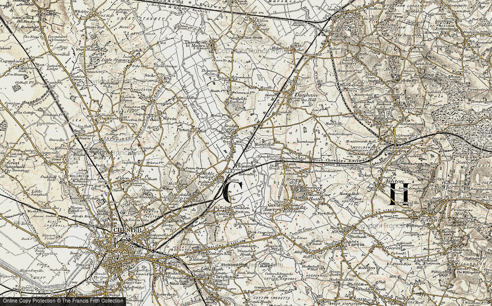 Old Map of Historic Map covering Bridge Trafford in 1902-1903