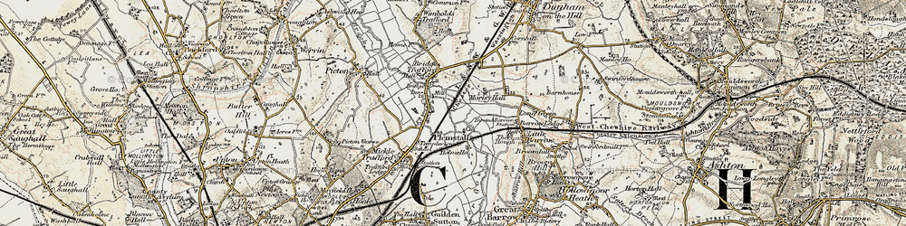 Old map of Bridge Trafford in 1902-1903