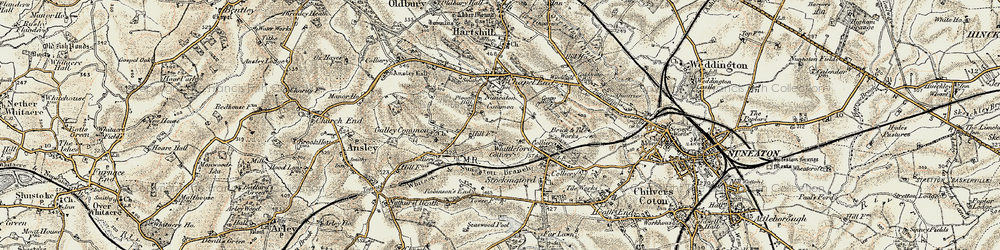Old map of Plough Hill in 1901-1902