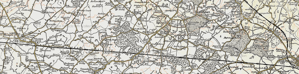Old map of Pluckley Thorne in 1897-1898